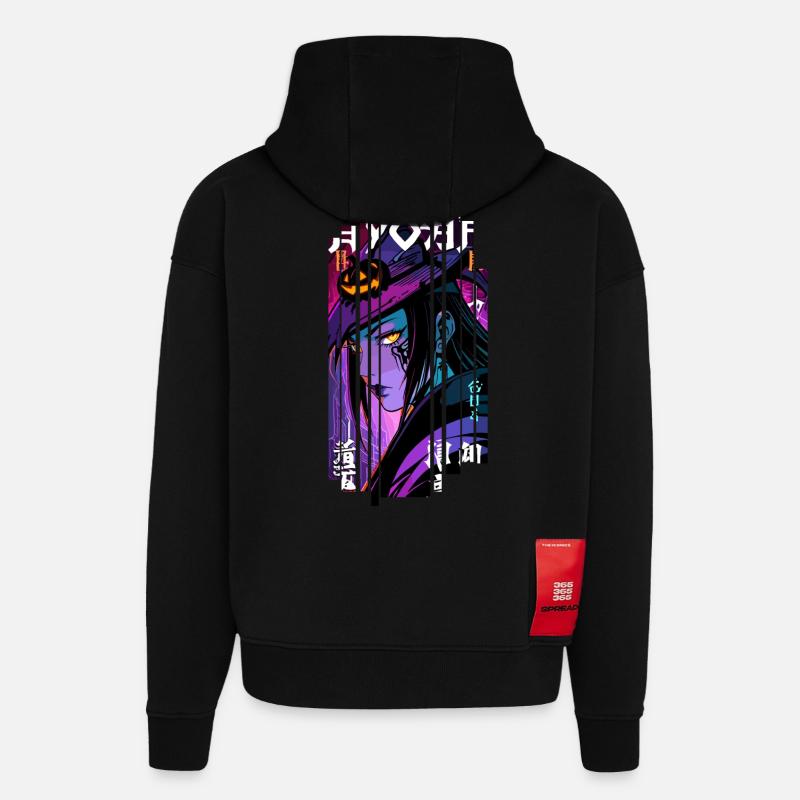 Halloween - Witch Geometric Effect Mauve - Hoodie- made by SPREAD  - SOLID BLACK