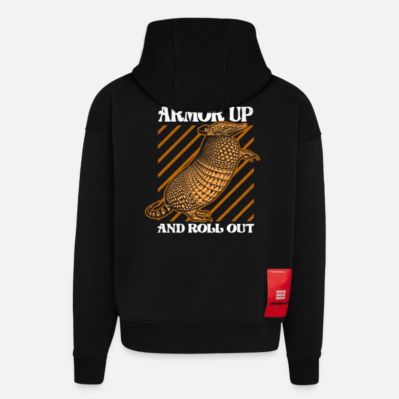 Armadillo - Drôle de dicton - Sweat à capuche bio épais oversize fabriqué en UE - SOLID BLACK