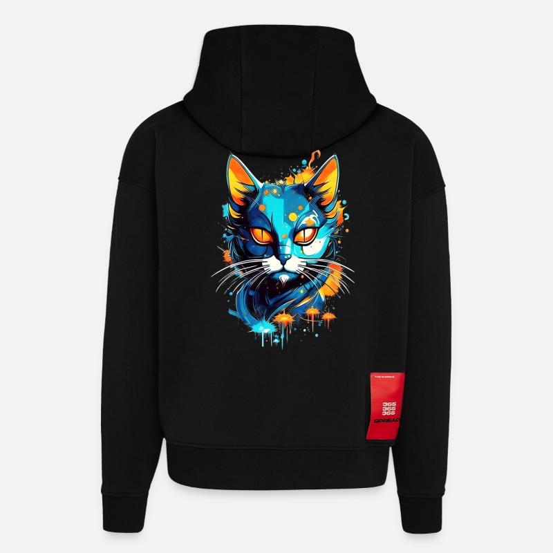 Bunte kosmische Katze - Hoodie- made by SPREAD  - SOLID BLACK