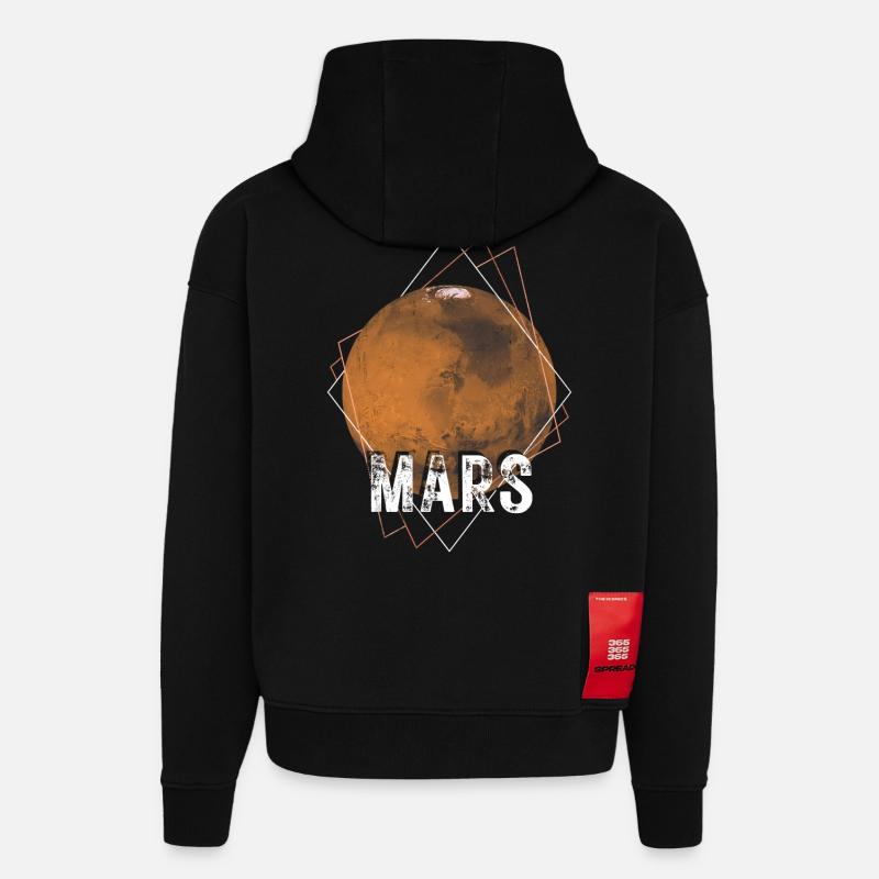 Planète Mars - Sweat à capuche bio épais oversize fabriqué en UE - SOLID BLACK