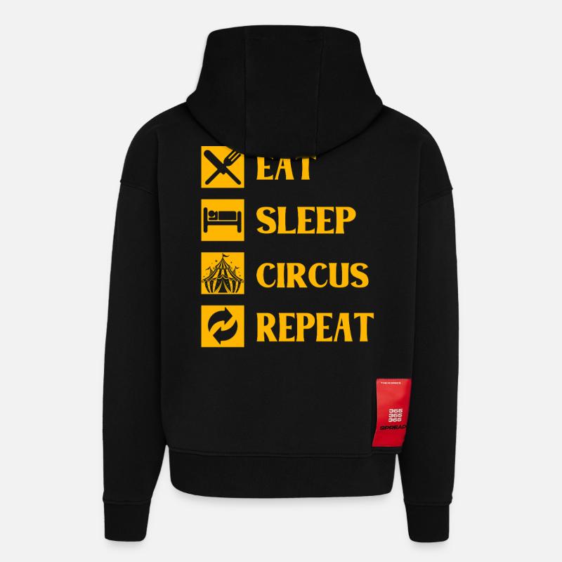 Manger dormir Circus Répéter - Sweat à capuche bio épais oversize fabriqué en UE - SOLID BLACK