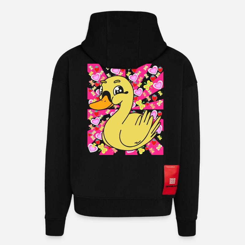 Canards Enfants Enfant Bébé Rétro - Sweat à capuche bio épais oversize fabriqué en UE - SOLID BLACK