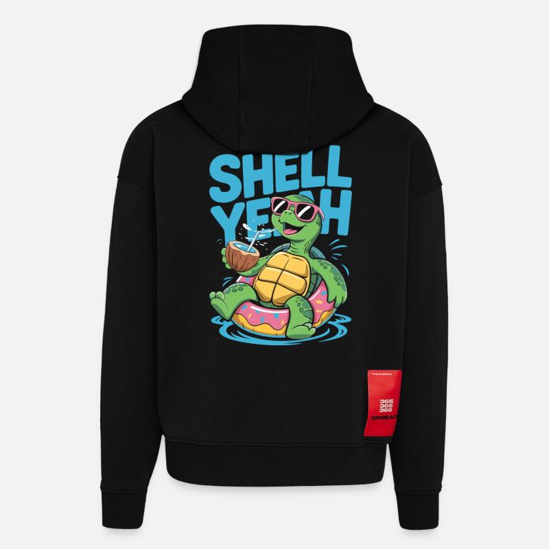 Shell yeah – Chill Turtle - Sweat à capuche bio épais oversize fabriqué en UE - SOLID BLACK