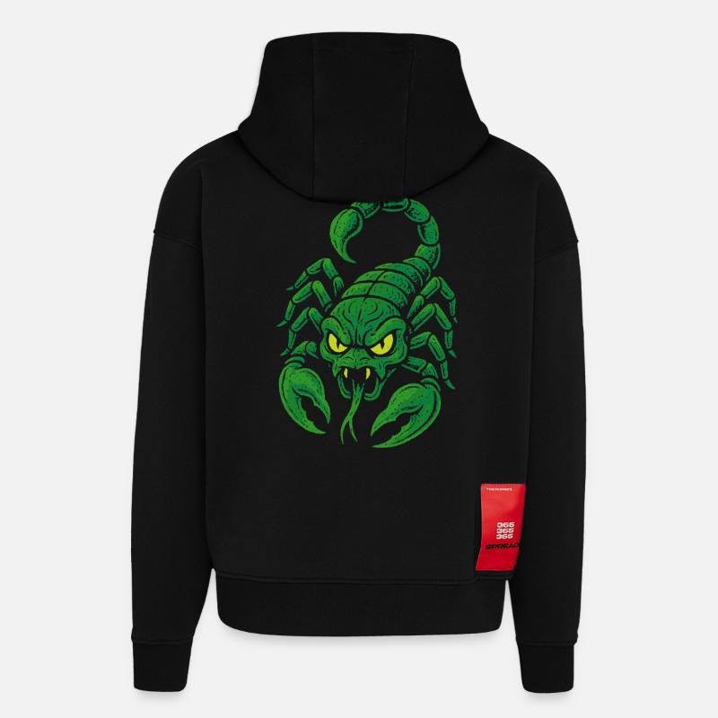 Giftgrüner Skorpion im Comicstil - Hoodie- made by SPREAD  - SOLID BLACK
