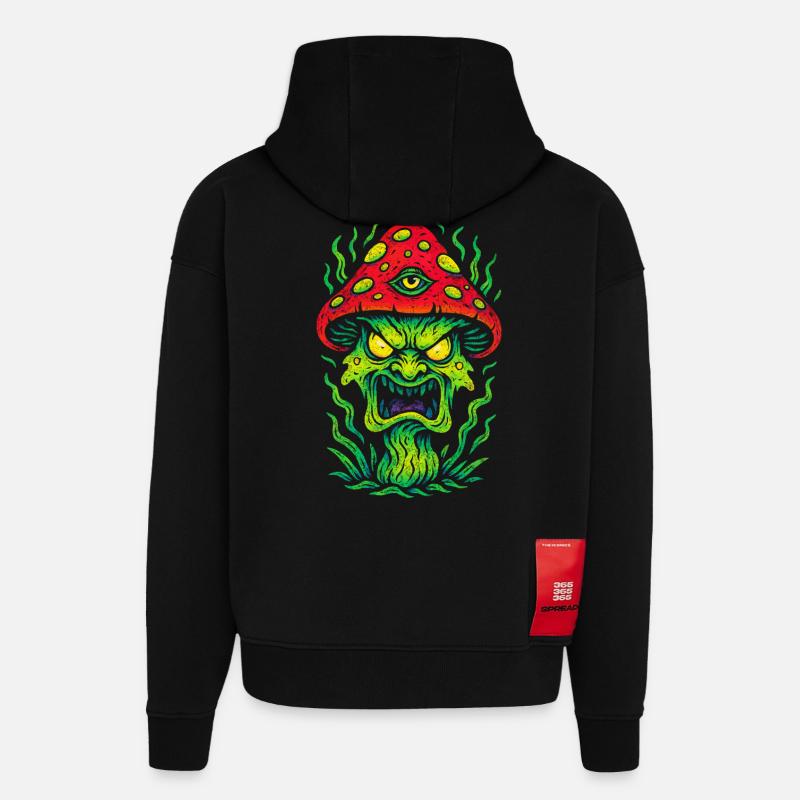 Psycho Toadstool with Third Eye - Hoodie- made by SPREAD  - SOLID BLACK