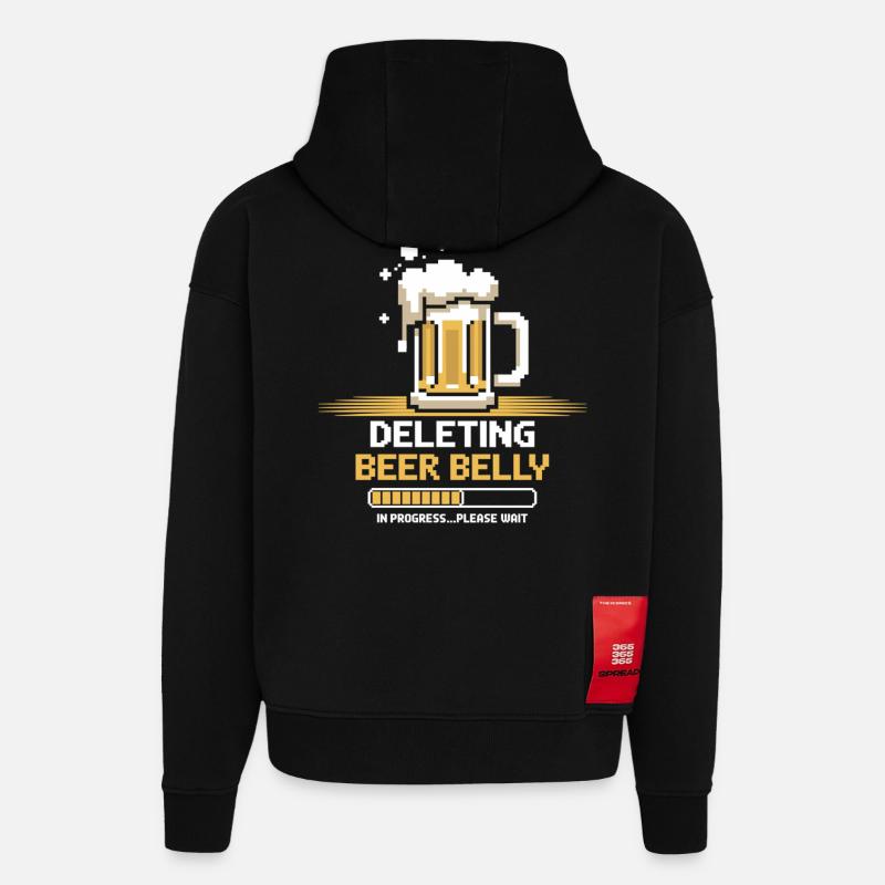 Progrès : Poitrine de bière claire - Sweat à capuche bio épais oversize fabriqué en UE - SOLID BLACK
