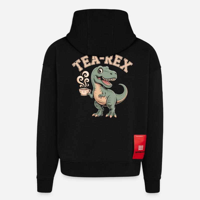 Tea-Rex – The Tea Dino - Hoodie- made by SPREAD  - SOLID BLACK