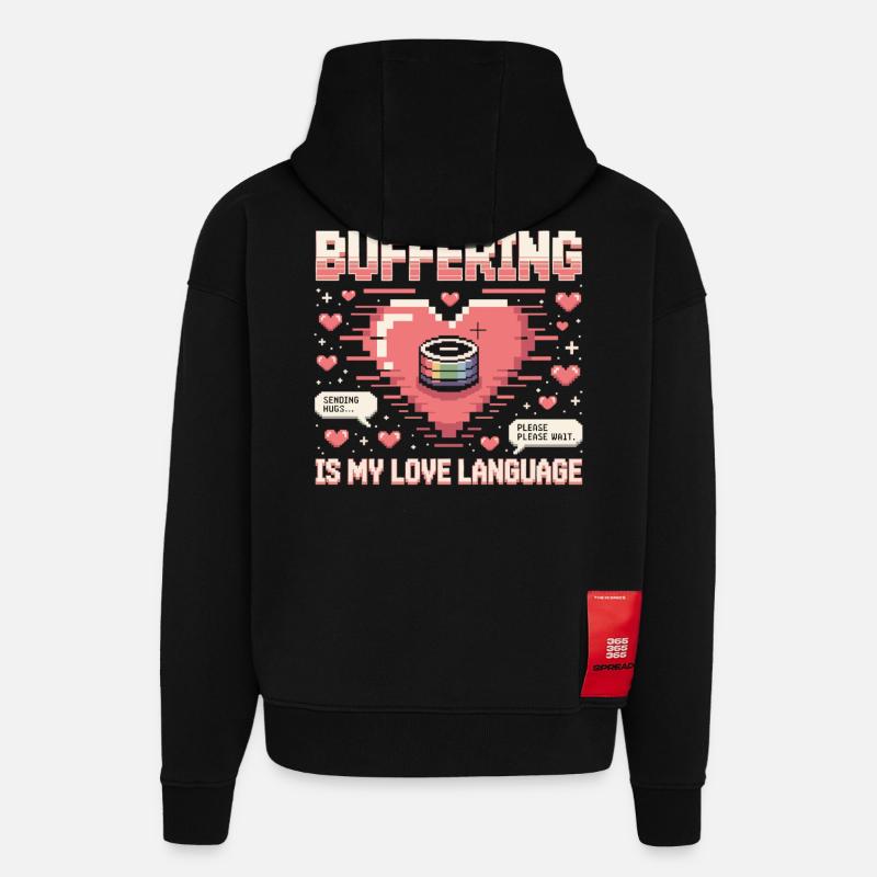 Pixel Heart Loading Bar - Hoodie- made by SPREAD  - SOLID BLACK