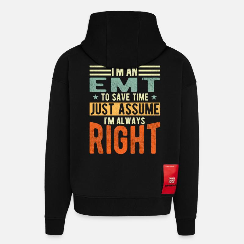 Emt - Sweat à capuche bio épais oversize fabriqué en UE - SOLID BLACK