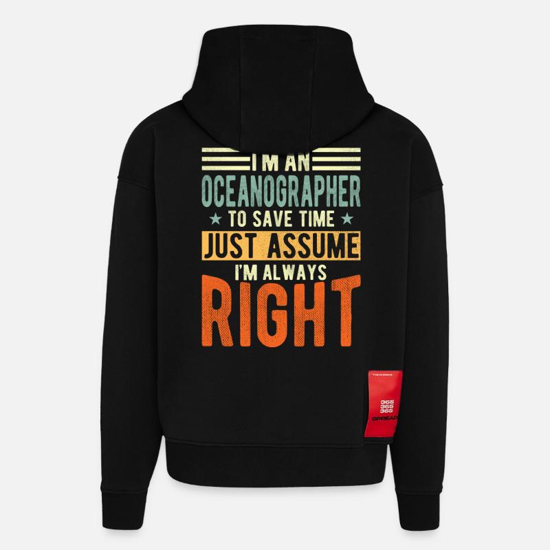 Océanographe - Sweat à capuche bio épais oversize fabriqué en UE - SOLID BLACK