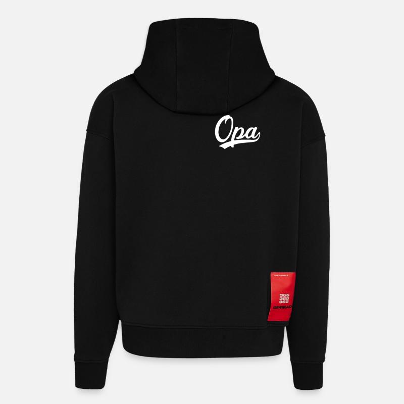 Grands-parents Papi - Sweat à capuche bio épais oversize fabriqué en UE - SOLID BLACK