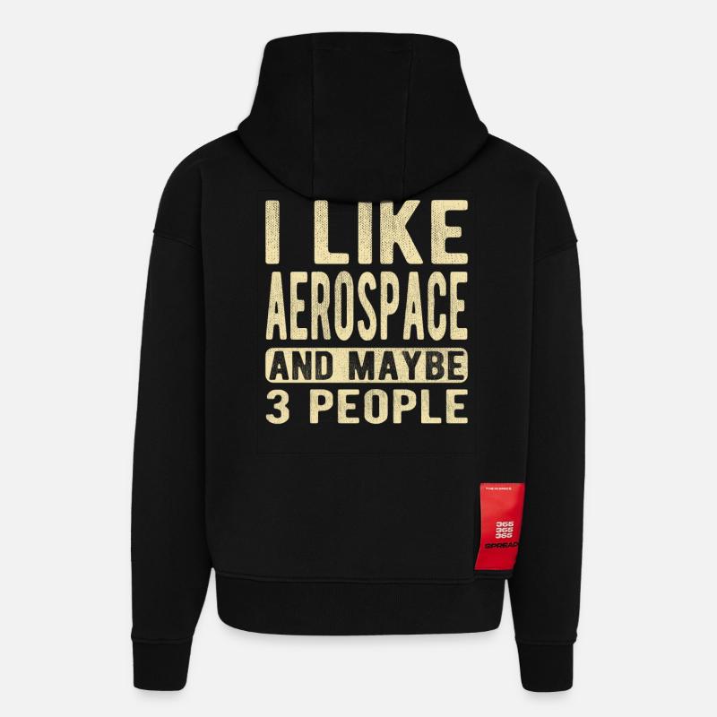 Dicton de l’aérospatiale - Sweat à capuche bio épais oversize fabriqué en UE - SOLID BLACK