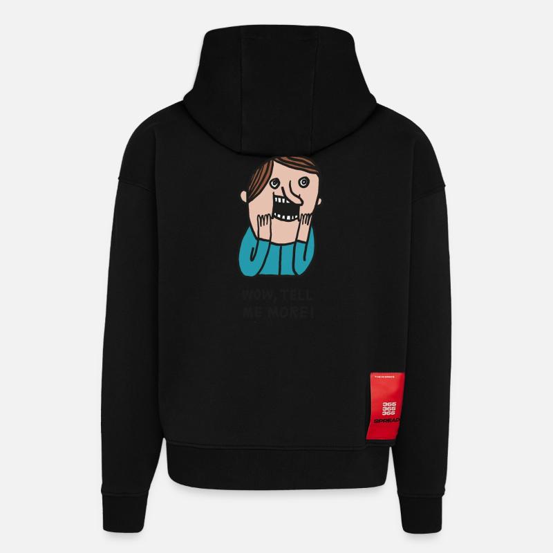 Wow, Tell Me More - Sweat à capuche bio épais oversize fabriqué en UE - SOLID BLACK