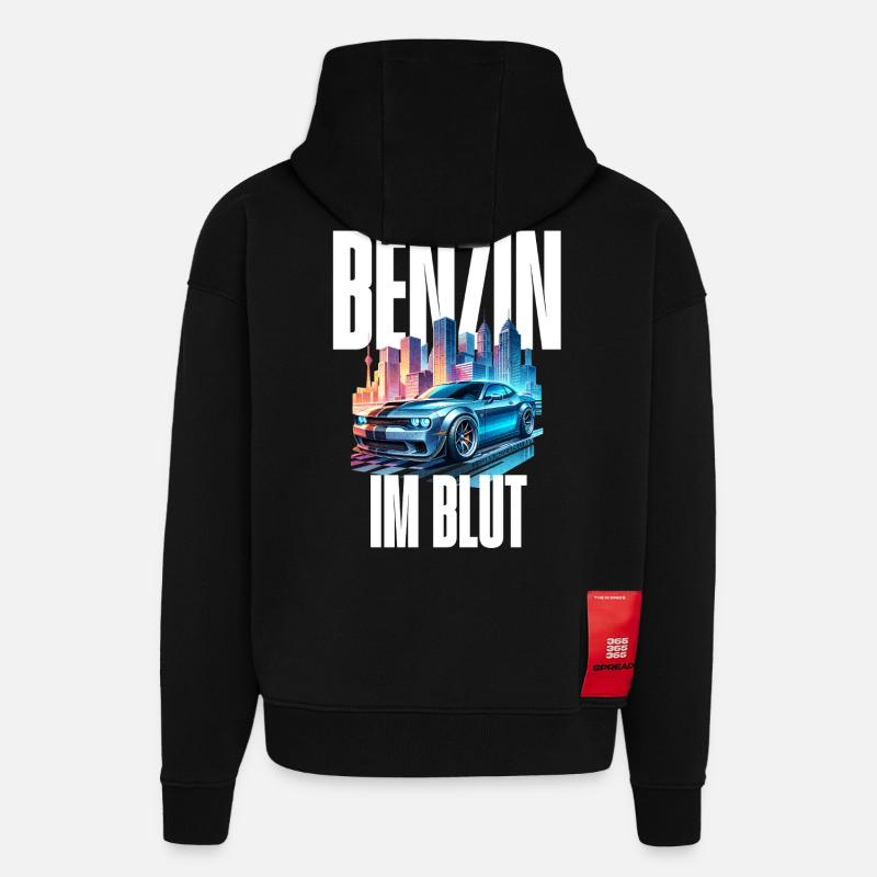 Benzin im Blut Neon - Hoodie- made by SPREAD - SOLID BLACK