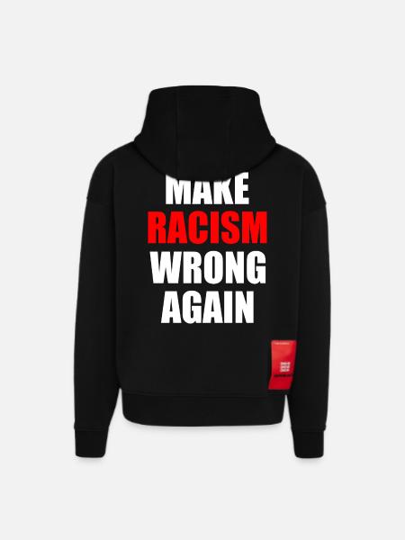 make racism wrong again - Sweat à capuche bio épais oversize fabriqué en UE - SOLID BLACK