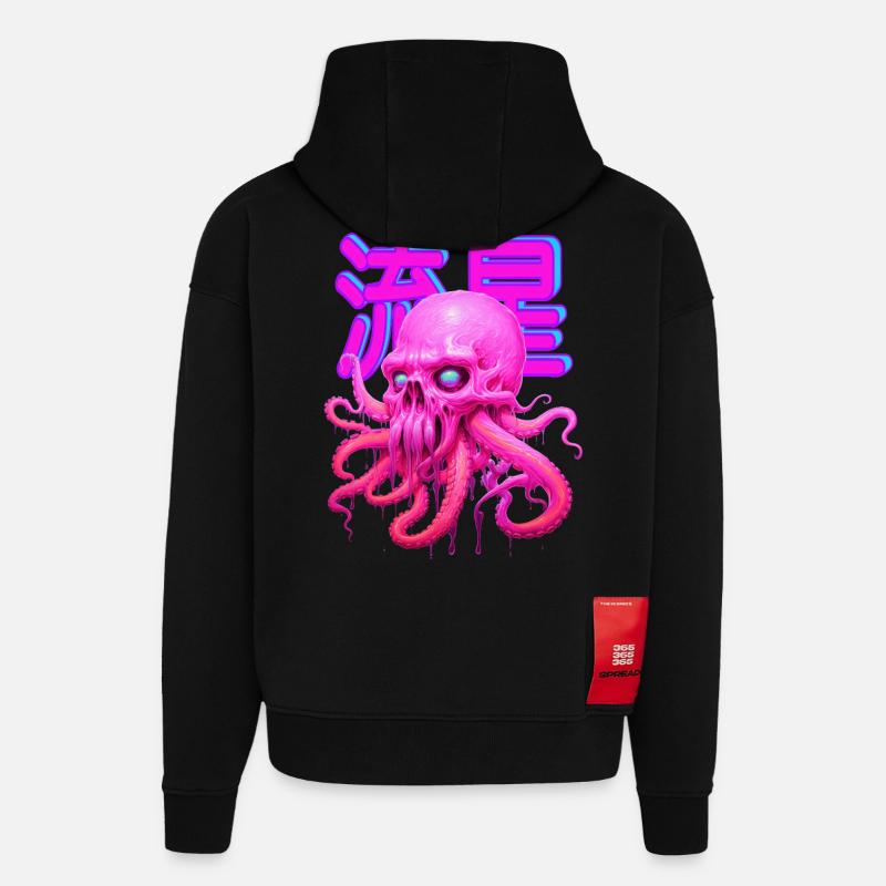 GODILLE PIEUVRE ROSE ! - Sweat à capuche bio épais oversize fabriqué en UE - SOLID BLACK