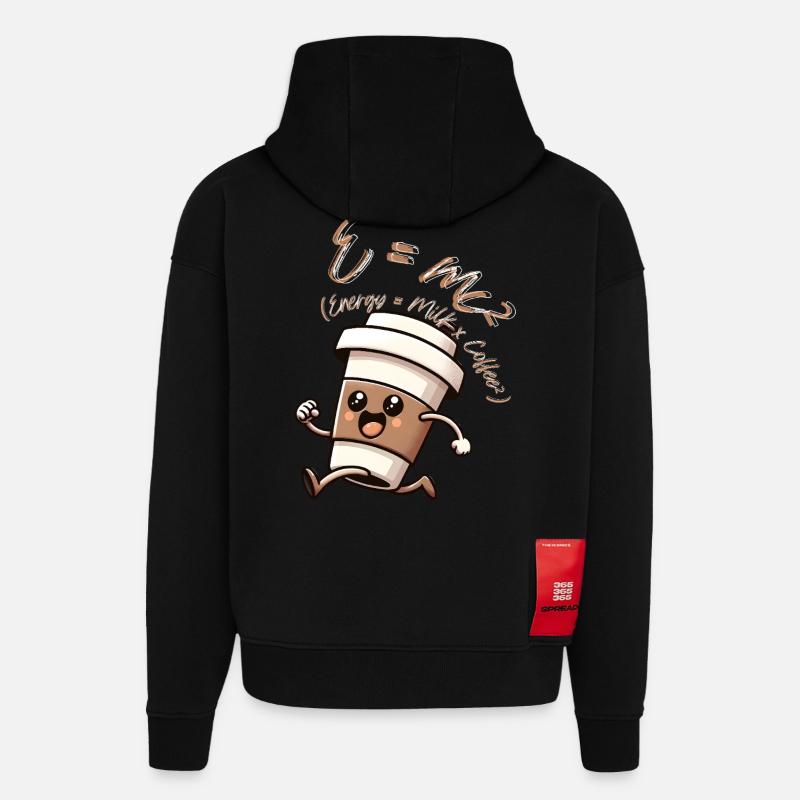 E-mc2 - Sweat à capuche bio épais oversize fabriqué en UE - SOLID BLACK