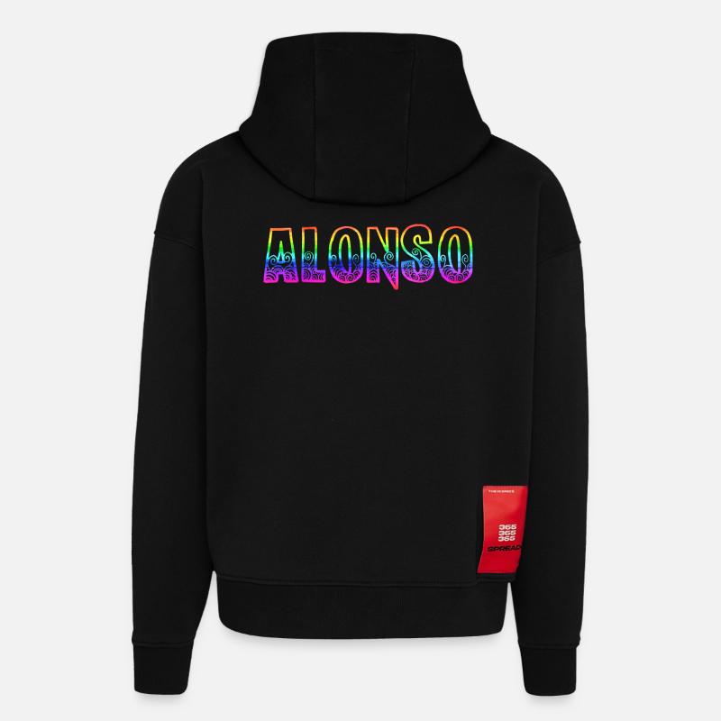 Alonso RS Arc-en-ciel - Sweat à capuche bio épais oversize fabriqué en UE - SOLID BLACK