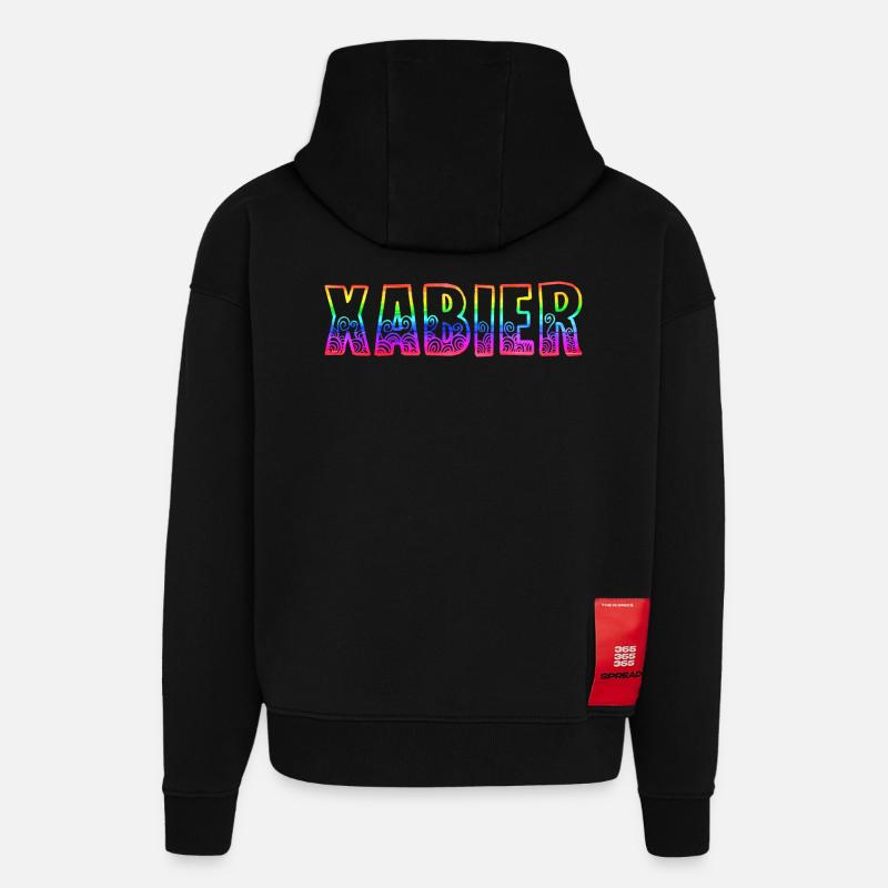 Xabier RS Rainbow - Hoodie- made by SPREAD  - SOLID BLACK
