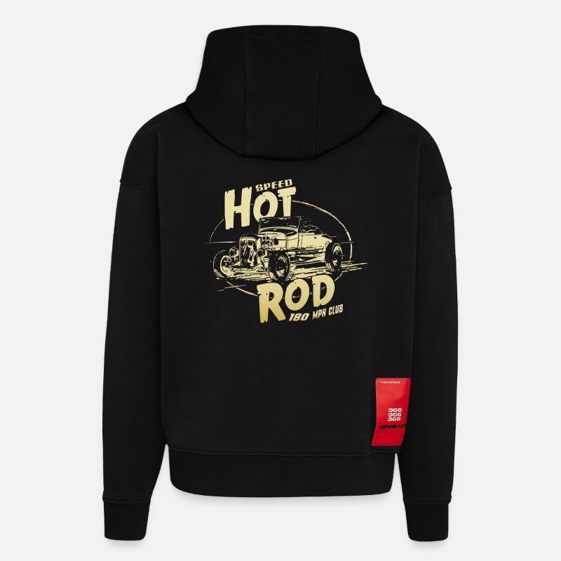 Garage Hot Rod V8 - Sweat à capuche bio épais oversize fabriqué en UE - SOLID BLACK