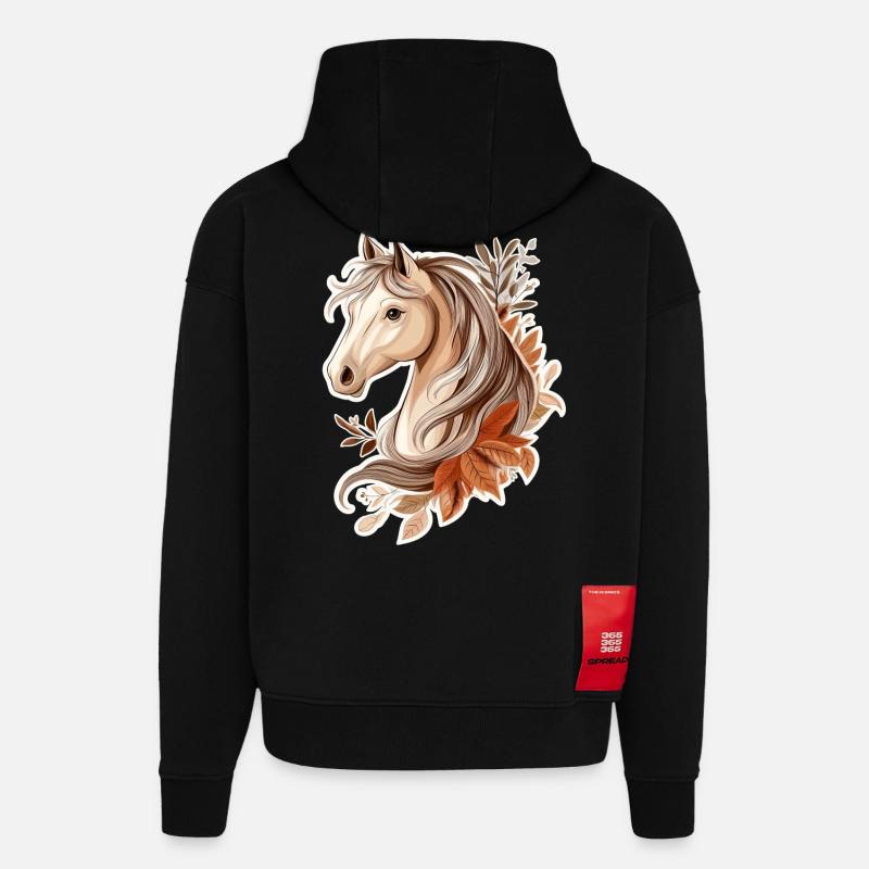 Pferd Herbst - Hoodie- made by SPREAD  - SOLID BLACK