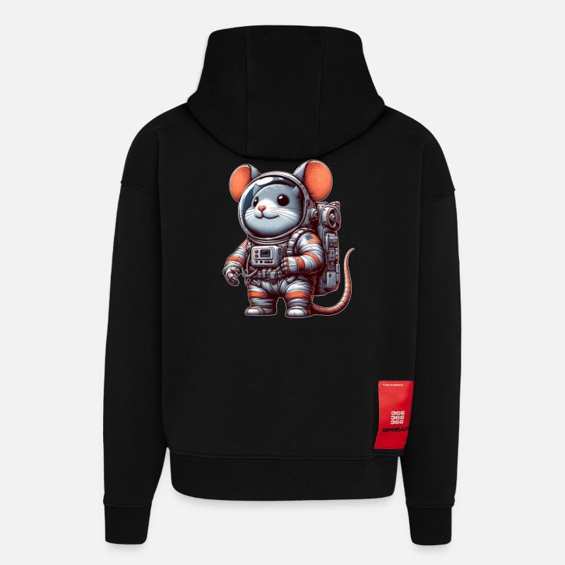 Mouse Astronaut Space Universe Sci-Fi - Hoodie- made by SPREAD  - SOLID BLACK
