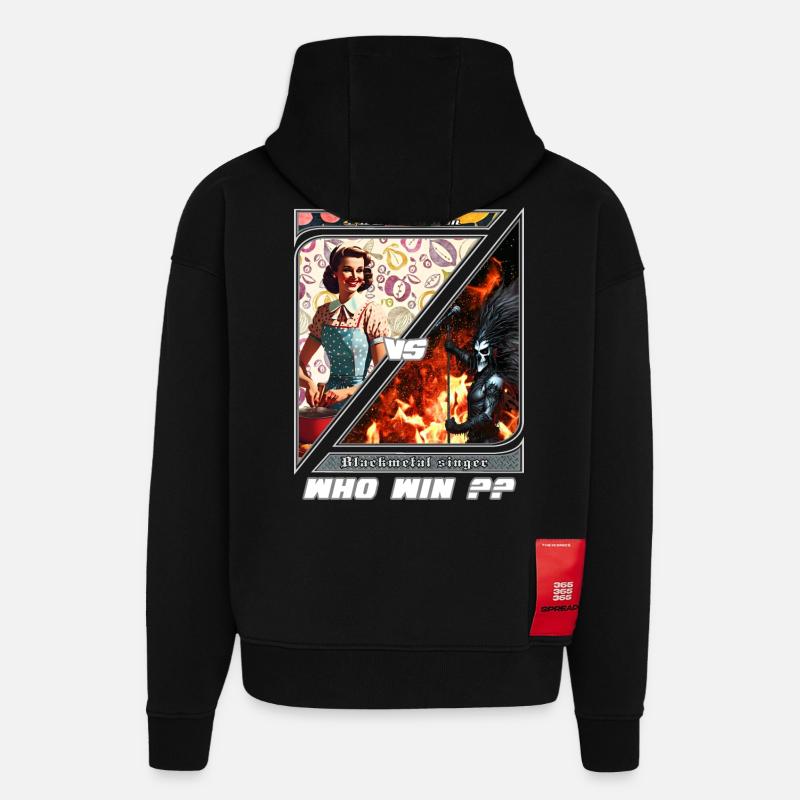 Duel Retro Metal Moderne - Sweat à capuche bio épais oversize fabriqué en UE - SOLID BLACK