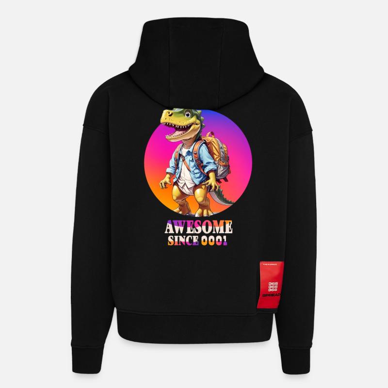 Dragon Elev - Heavyweight Oversized Organic Hoodie Made in EU - SOLID BLACK