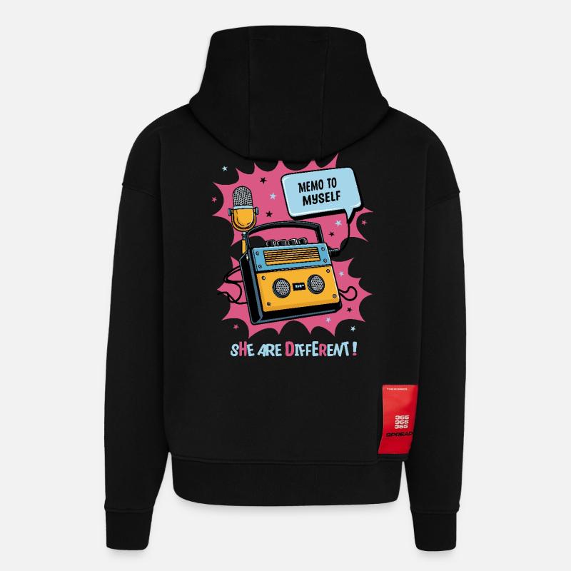 Ils sont différents ! - Sweat à capuche bio épais oversize fabriqué en UE - SOLID BLACK