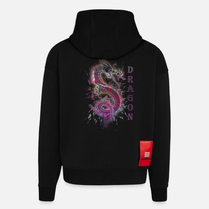 DRAGON DRACHE - Sweat à capuche bio épais oversize fabriqué en UE - SOLID BLACK