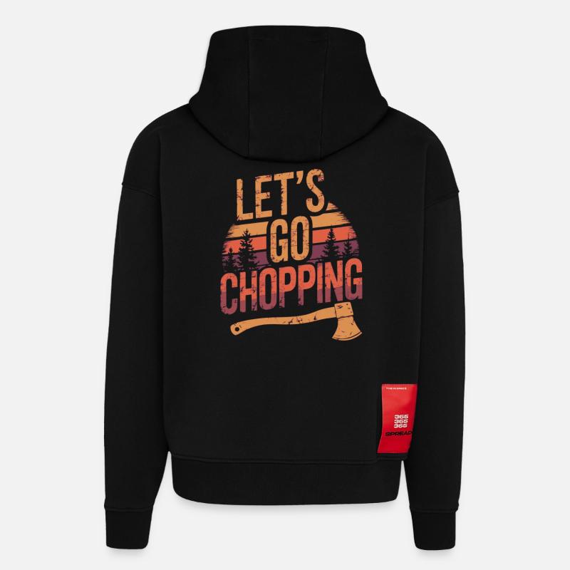 Bûcheron Coupe-arbre à tronçonner - Sweat à capuche bio épais oversize fabriqué en UE - SOLID BLACK