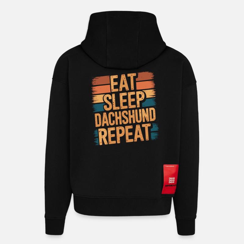 Eat. Sleep. Dachshund. Repeat. - Hoodie- made by SPREAD  - SOLID BLACK