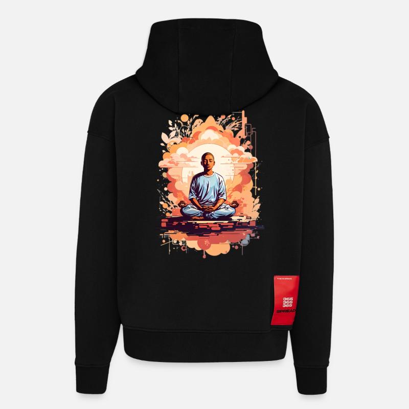 Exercice de méditation - Sweat à capuche bio épais oversize fabriqué en UE - SOLID BLACK