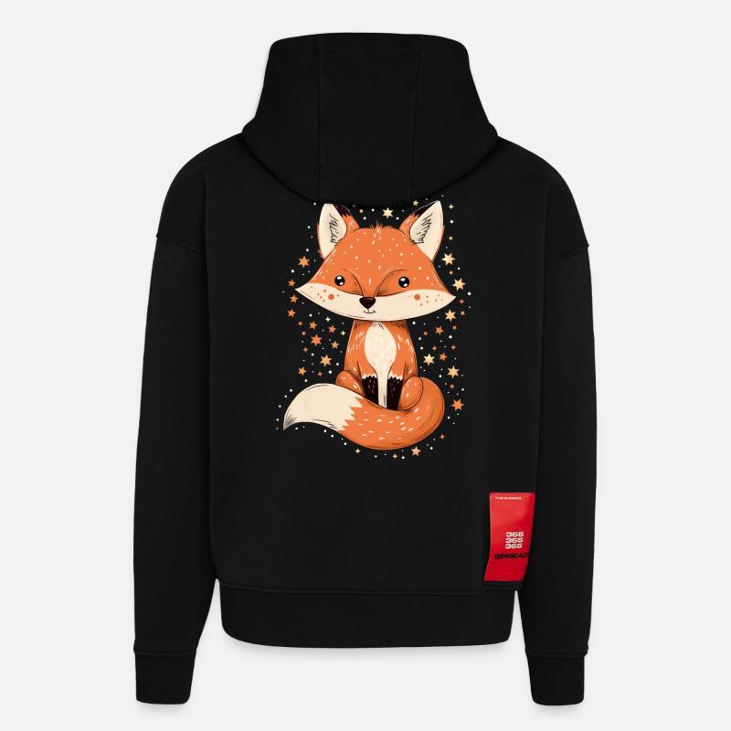 Fuchs mit Sternen - Hoodie- made by SPREAD  - SOLID BLACK