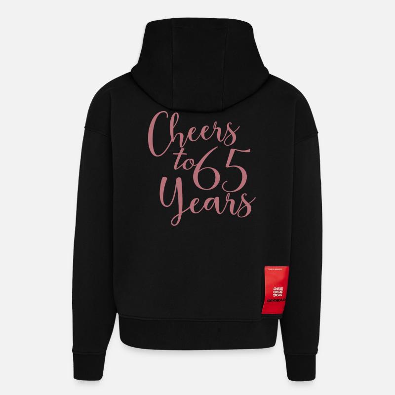 Vive 65 ans 65e anniversaire - Sweat à capuche bio épais oversize fabriqué en UE - SOLID BLACK