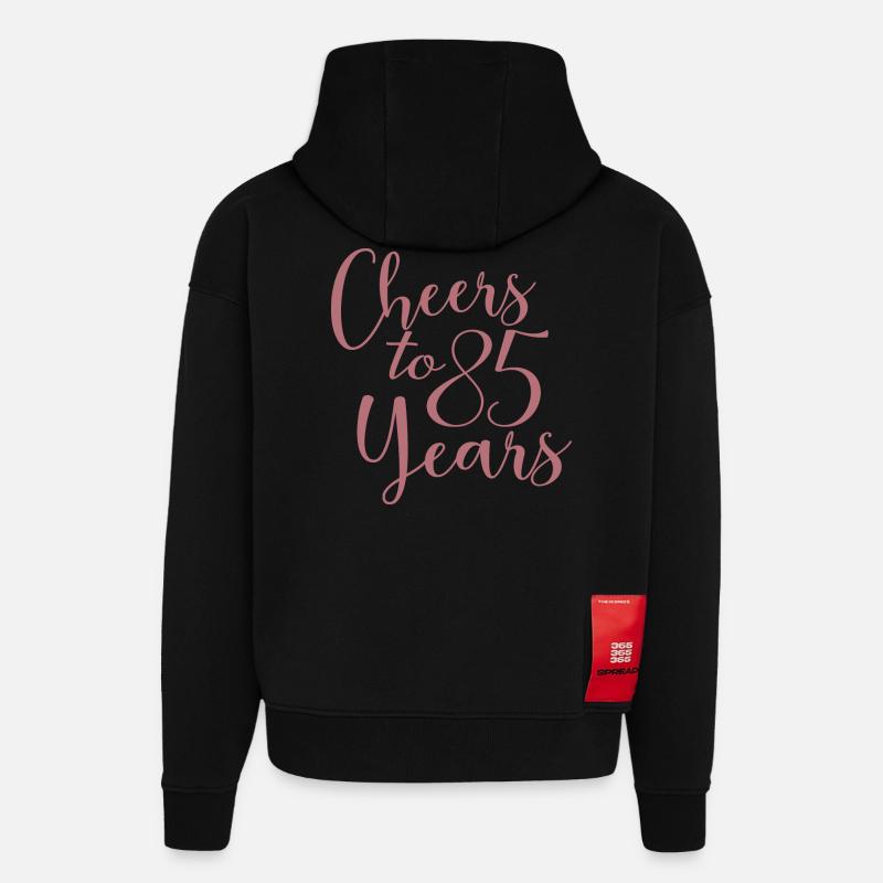 Vive 85 ans 85e anniversaire - Sweat à capuche bio épais oversize fabriqué en UE - SOLID BLACK