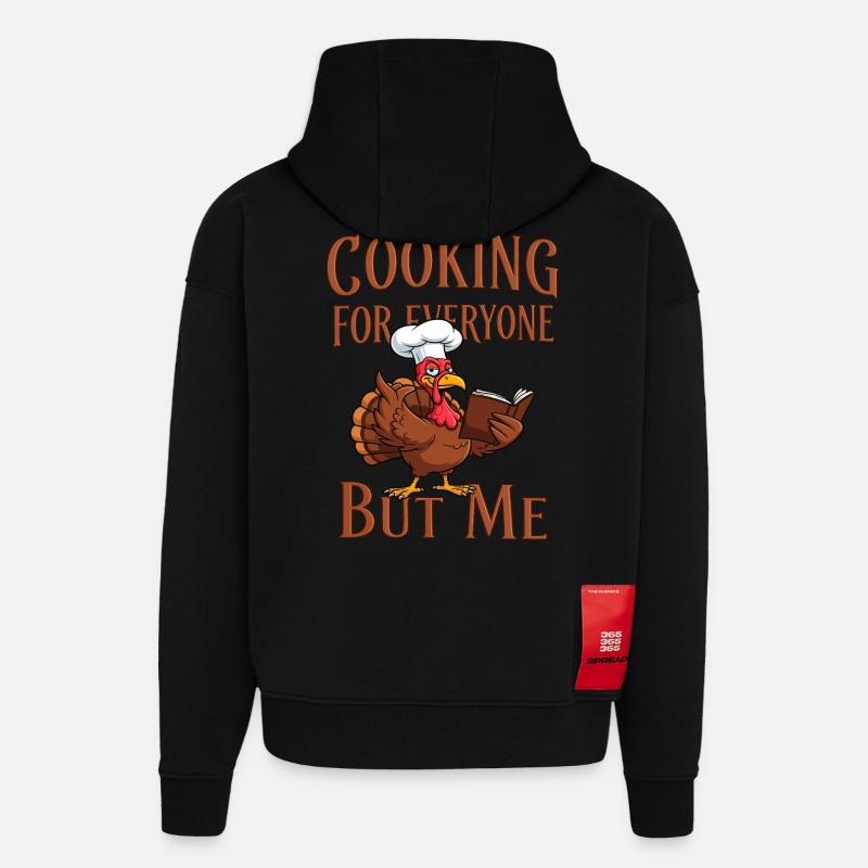 Cuisson de la dinde - Sweat à capuche bio épais oversize fabriqué en UE - SOLID BLACK