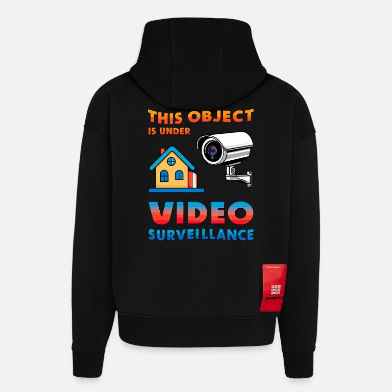 Surveillance d’objets - Sweat à capuche bio épais oversize fabriqué en UE - SOLID BLACK