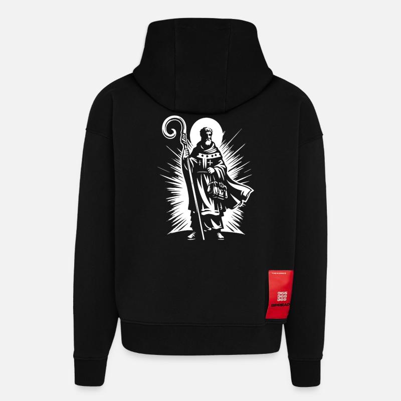 Saint Nicholas – Classic Design - Hoodie- made by SPREAD  - SOLID BLACK