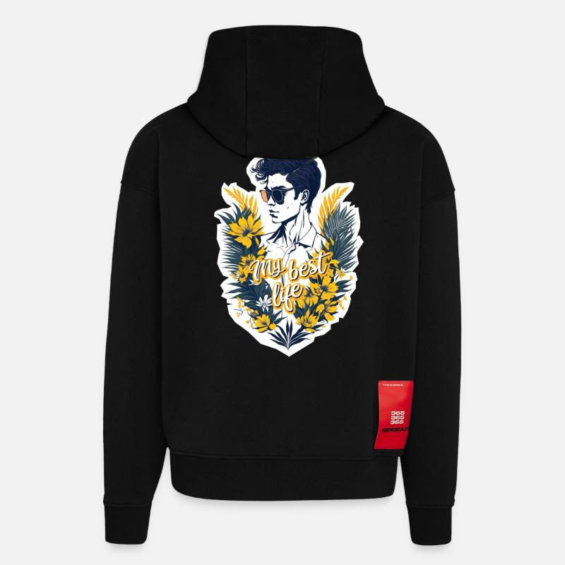 Ma meilleure vie - Sweat à capuche bio épais oversize fabriqué en UE - SOLID BLACK