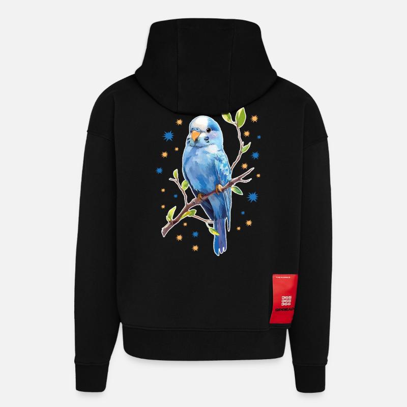 Étoiles de perruche - Sweat à capuche bio épais oversize fabriqué en UE - SOLID BLACK