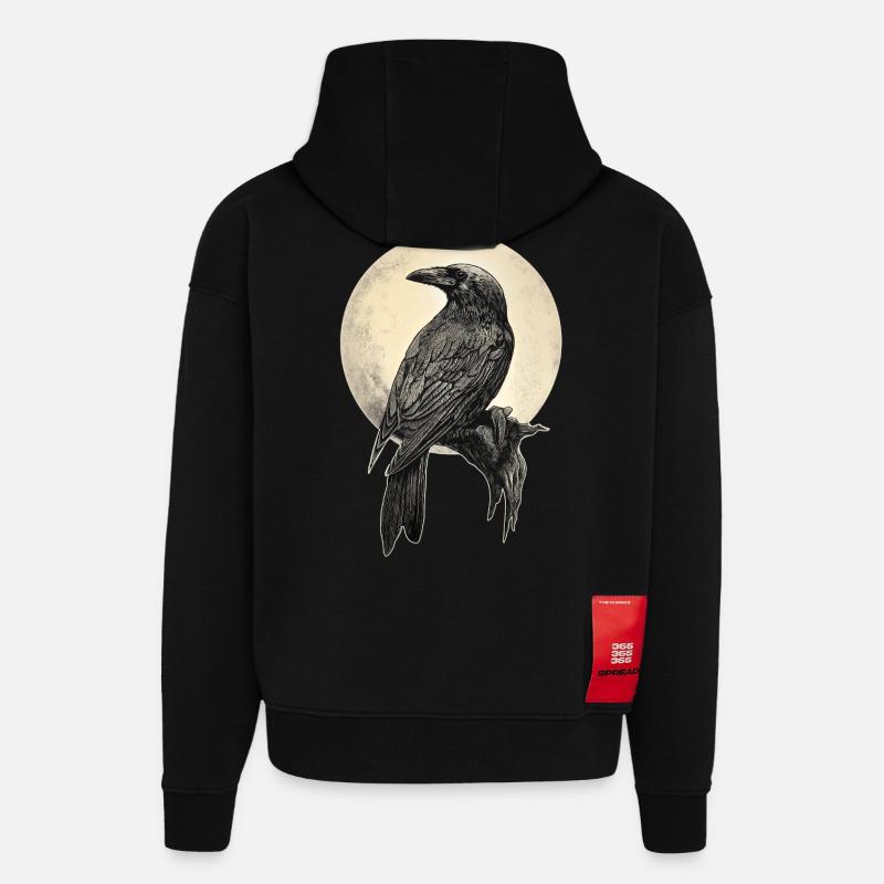Corbeau - Sweat à capuche bio épais oversize fabriqué en UE - SOLID BLACK