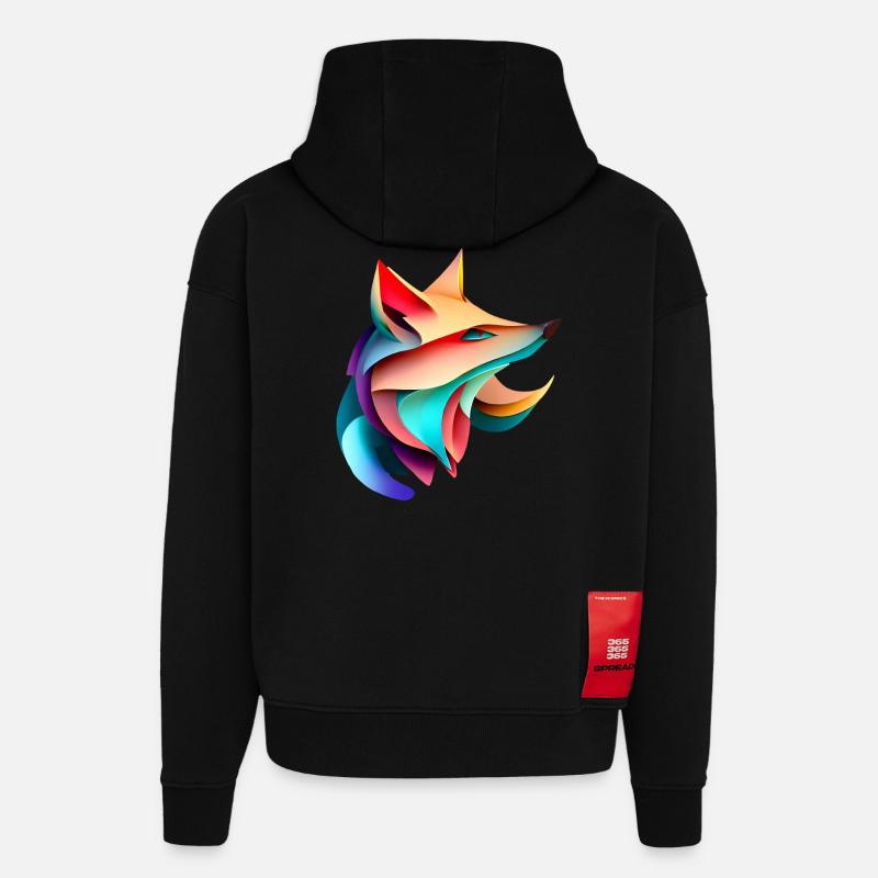 Fox Design Rayures élégantes Harmony - Sweat à capuche bio épais oversize fabriqué en UE - SOLID BLACK