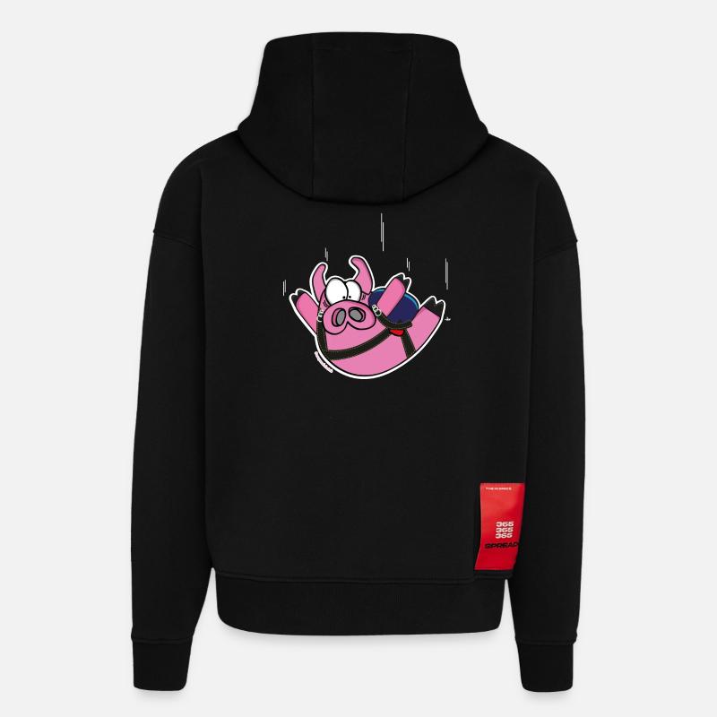 Poupes « chute libre » - Sweat à capuche bio épais oversize fabriqué en UE - SOLID BLACK