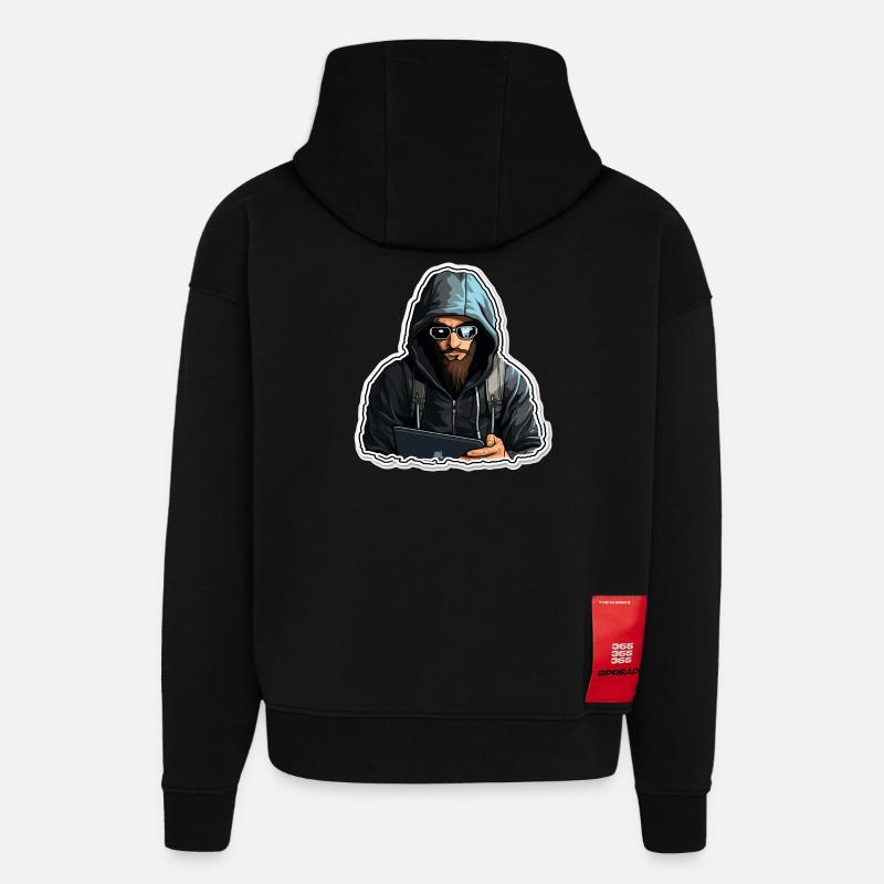 Hacker éthique - Illustration - Sweat à capuche bio épais oversize fabriqué en UE - SOLID BLACK