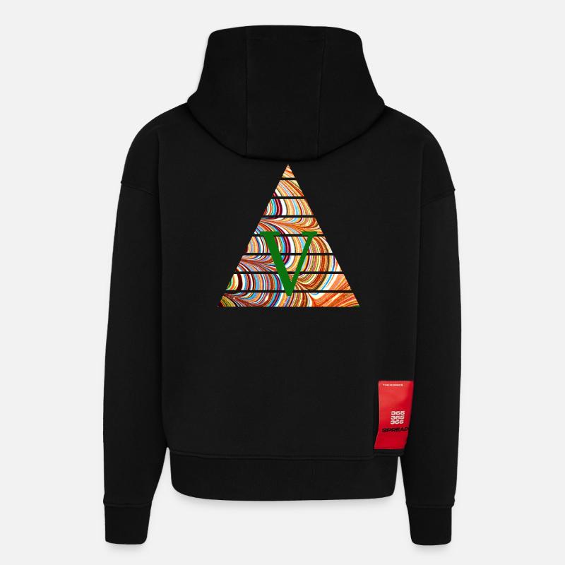 Triangle E 56 V - Sweat à capuche bio épais oversize fabriqué en UE - SOLID BLACK