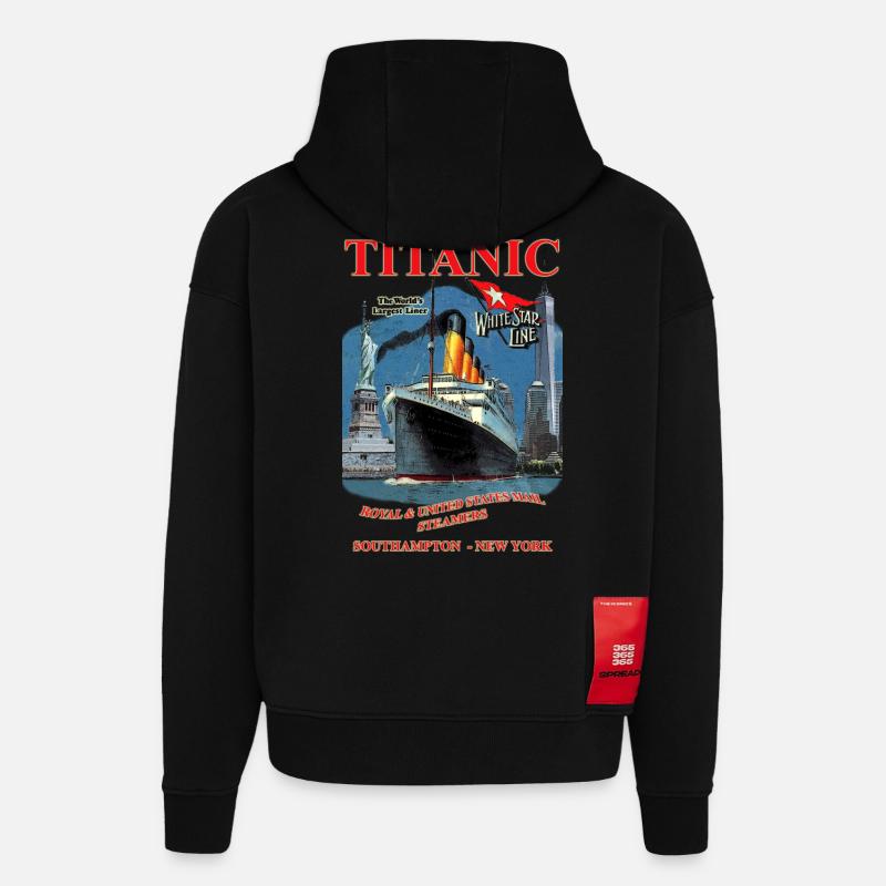 TITANIC création Louis RUNEMBERG © Adagp - Sweat à capuche bio épais oversize fabriqué en UE - SOLID BLACK