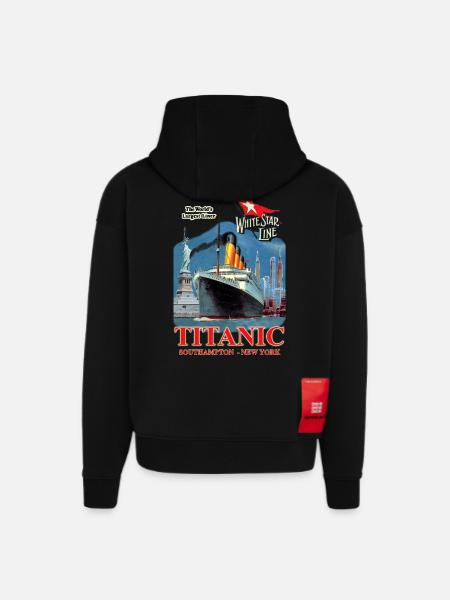 TITANIC NEW YORK CREA LOUIS RUNEMBERG © Adagp - Heavyweight Oversized Organic huppari Made in EU - SOLID BLACK