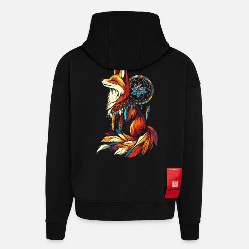 Attrape-rêves Fox - Sweat à capuche bio épais oversize fabriqué en UE - SOLID BLACK