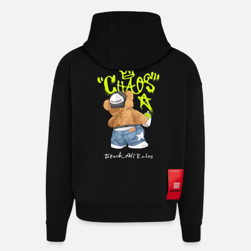 Chaos Bär Graffiti Break All Rules - Hoodie- made by SPREAD  - SOLID BLACK
